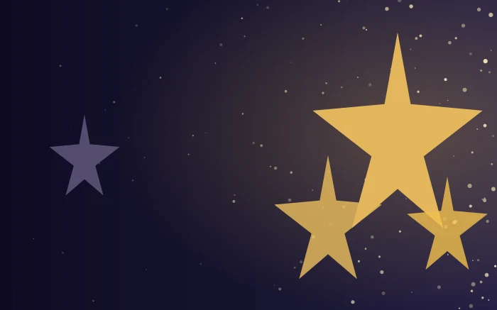 A night sky shifting from a single faint star to a field of bright gold stars